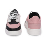 Black & Pink Lace-Up Platform Heel Sneakers