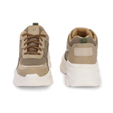beige and brown lace-up sleek casual shoes mules with a buckle detail, offering a blend of style and all-day comfort.