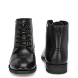 Black Lace-Up Block Heel Boots