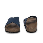 Blue Men's casual flat heel criss-cross sandal