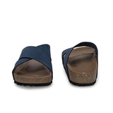Blue Men's casual flat heel criss-cross sandal