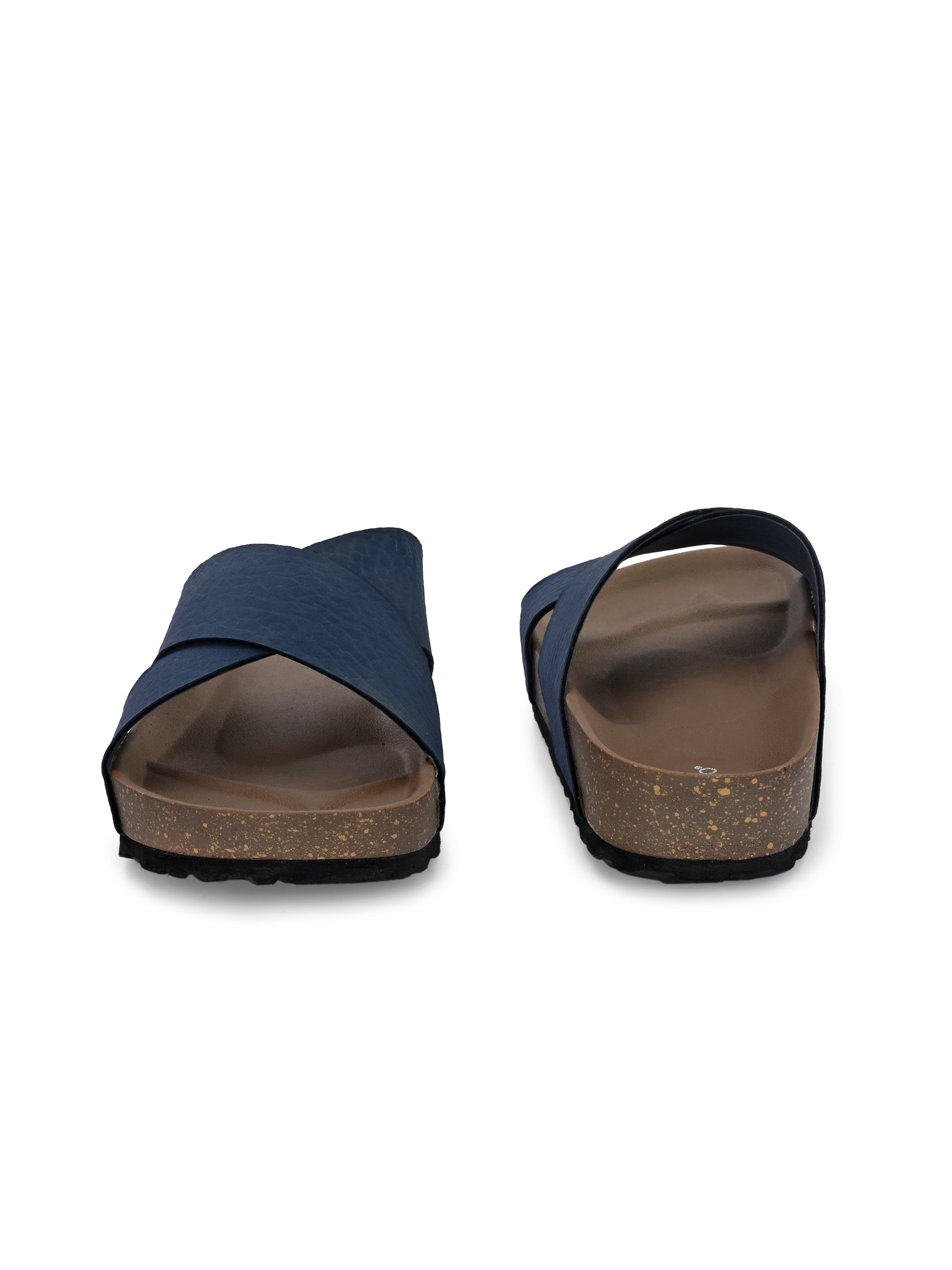 Blue Men's casual flat heel criss-cross sandal