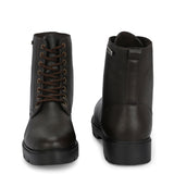 Brown Lace-Up Block Heel Boots