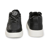 Black Lace-Up Platform Heel Sneakers