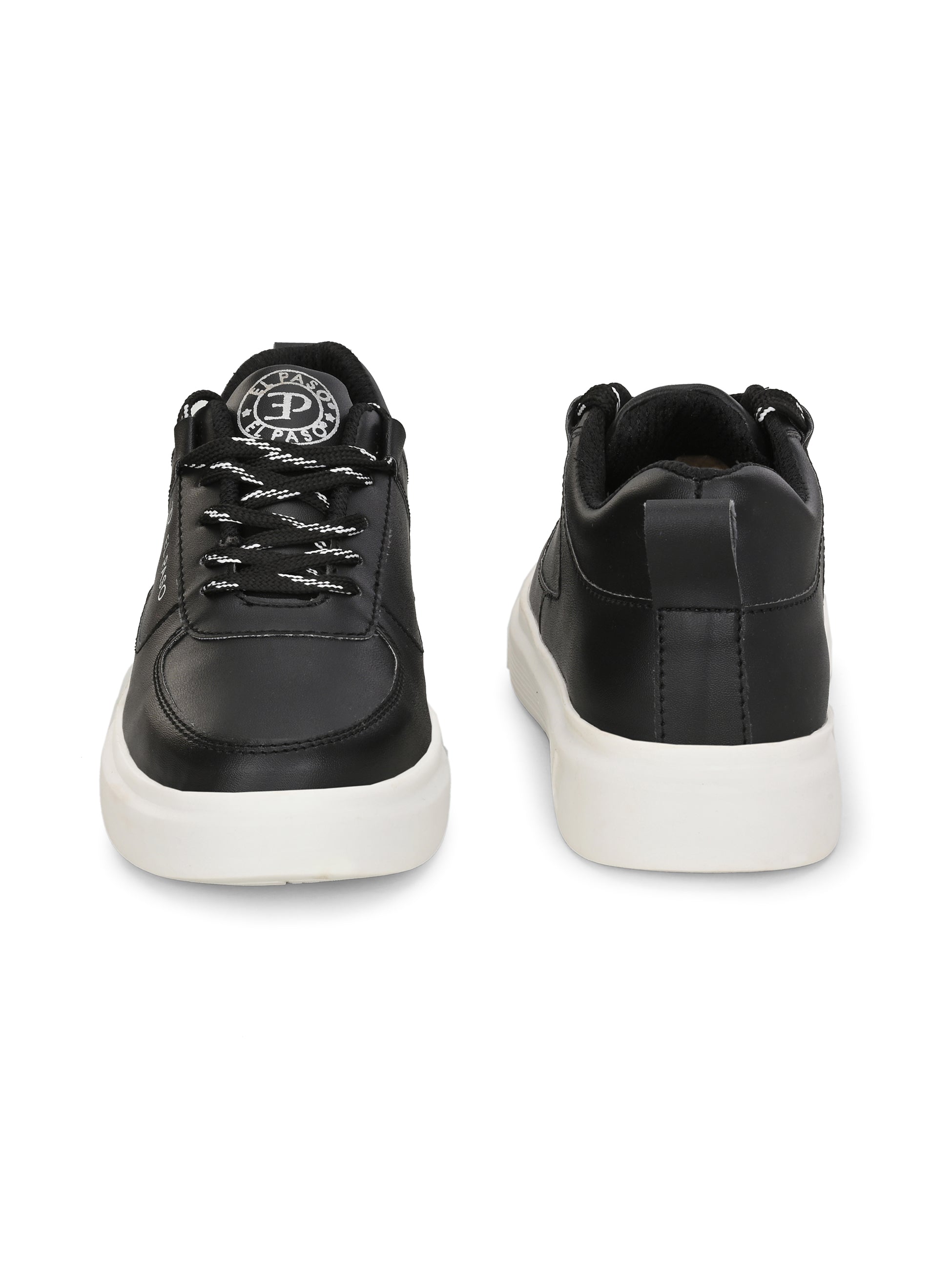 Black Lace-Up Platform Heel Sneakers