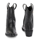 Black cowboy-style ankle boot with decorative stitching