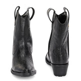 Black cowboy-style ankle boot with decorative stitching