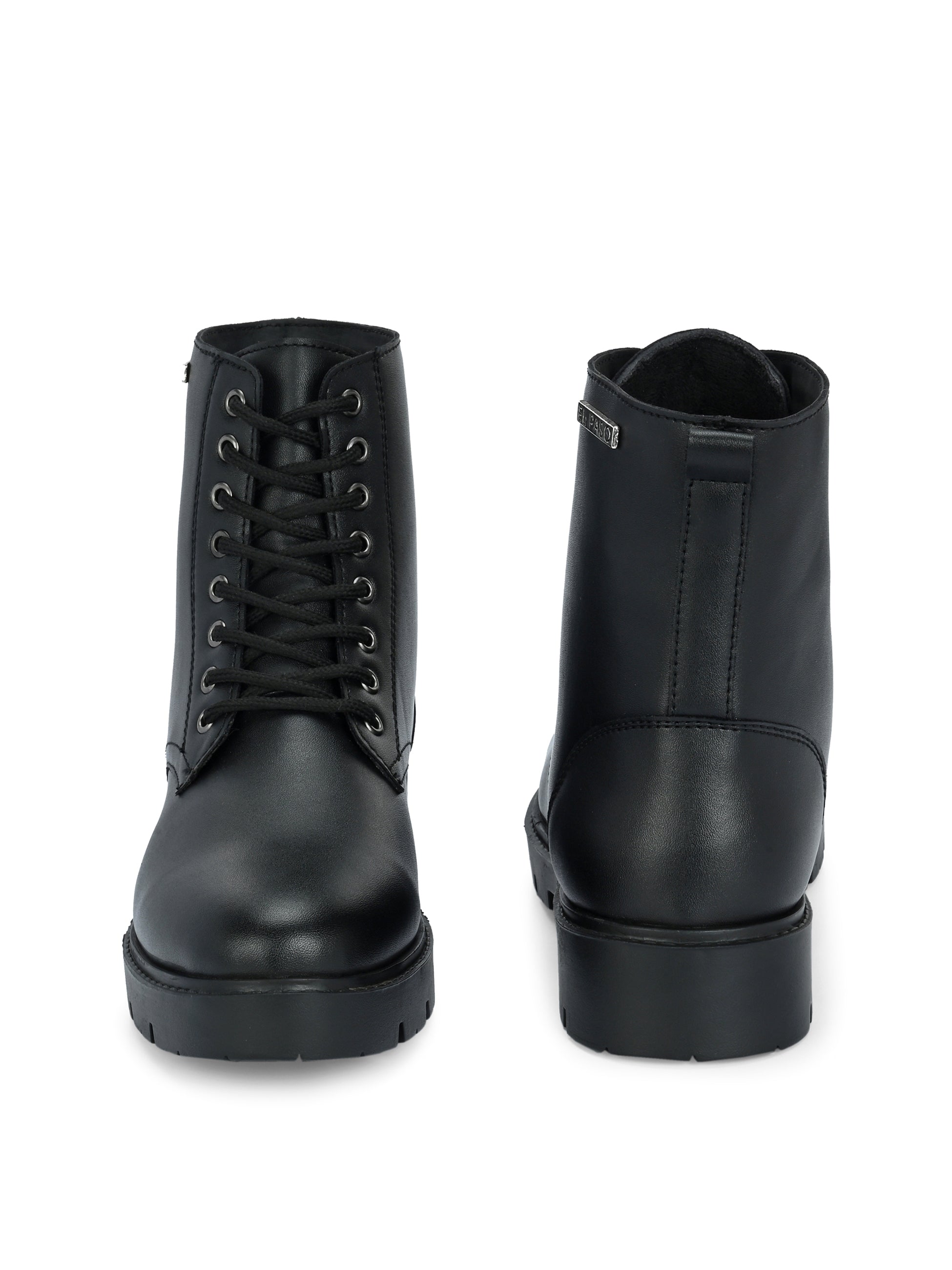 Brown Lace-Up Block Heel Boots