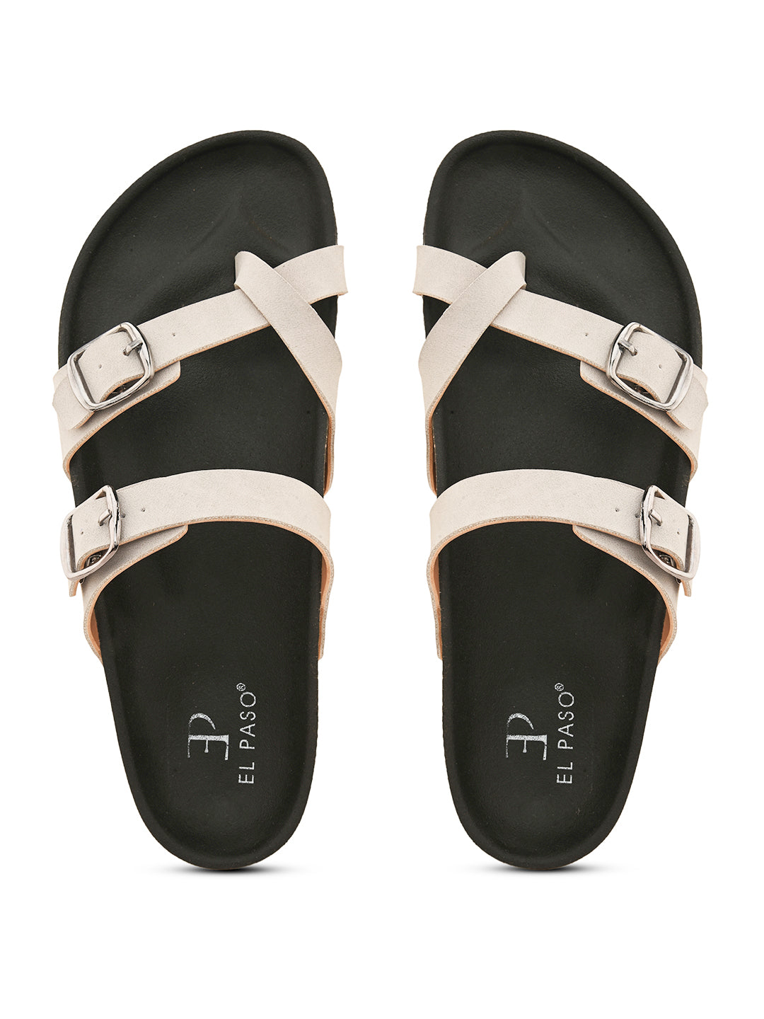 Pink cork-sole sandal with two adjustable straps featuring silver buckles and a casual slip-on design.