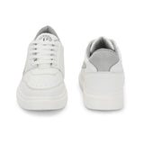 White Lace-Up Platform Heel Sneakers