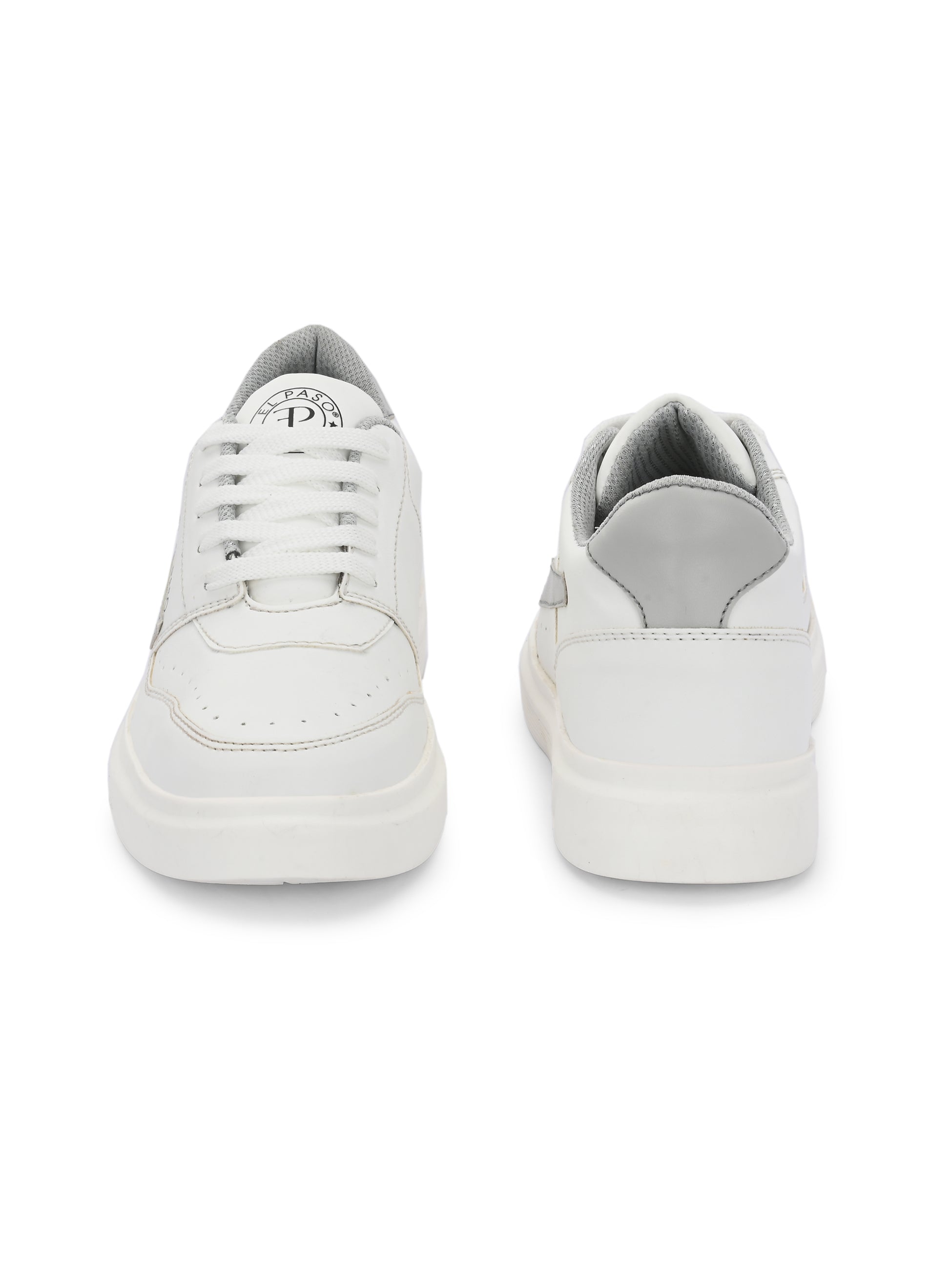 White Lace-Up Platform Heel Sneakers