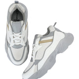 White colour Men's lace-up casual shoes with white laces.