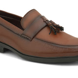 A brown El Paso loafer featuring stylish tassels on the side, showcasing a classic and elegant design.