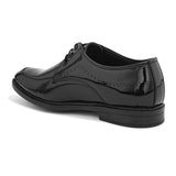 A pair of elegant men's black patent dress shoes, showcasing a sleek and polished design suitable for formal occasions.