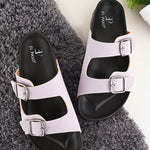 Sandal with buckle detailing for an adjustable fit and stylish look