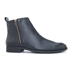 Indigo Blue Zip-Closure Block Heel Leather Boots For Men
