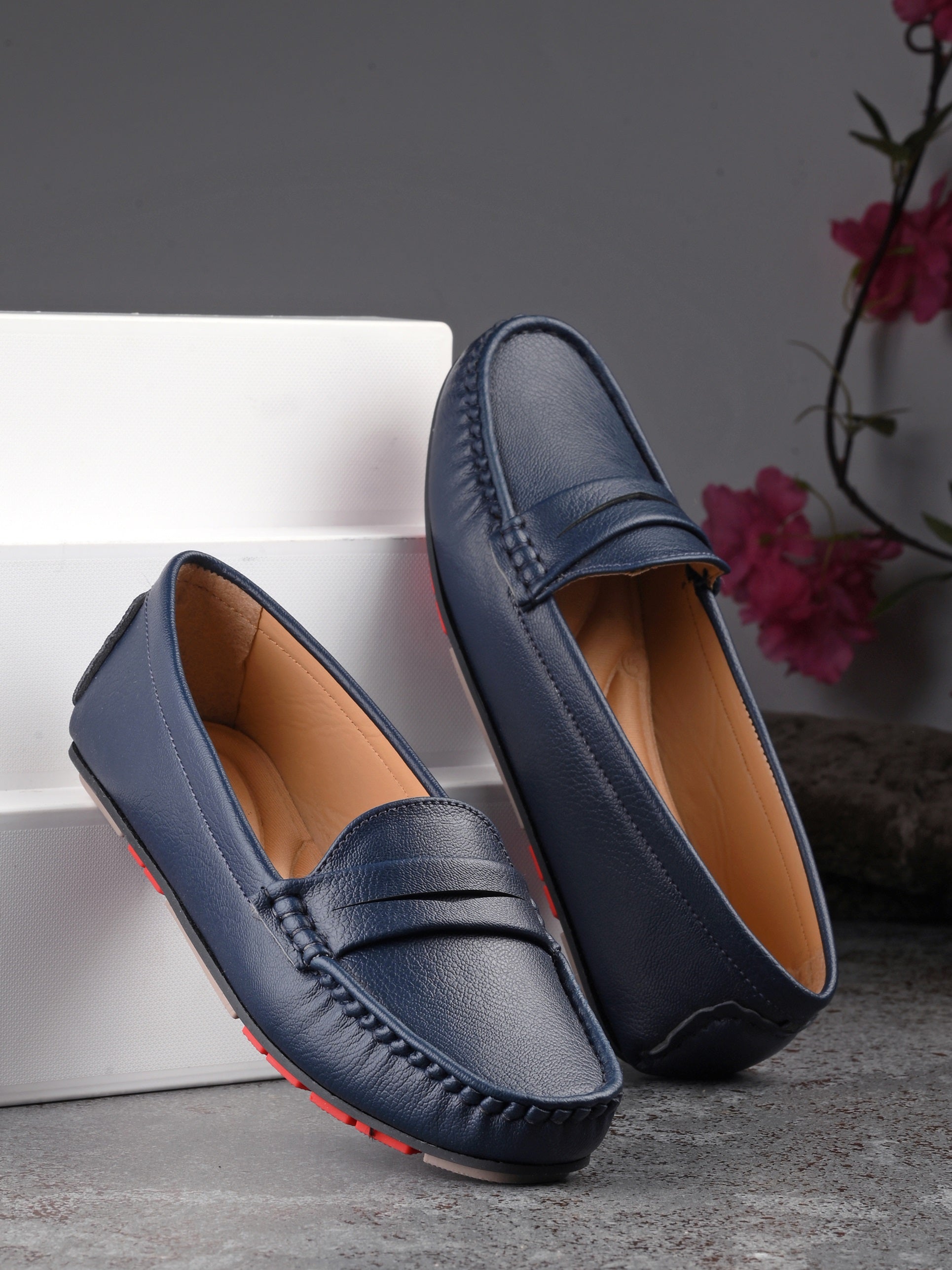 Navy Blue Slip-On Women Loafers