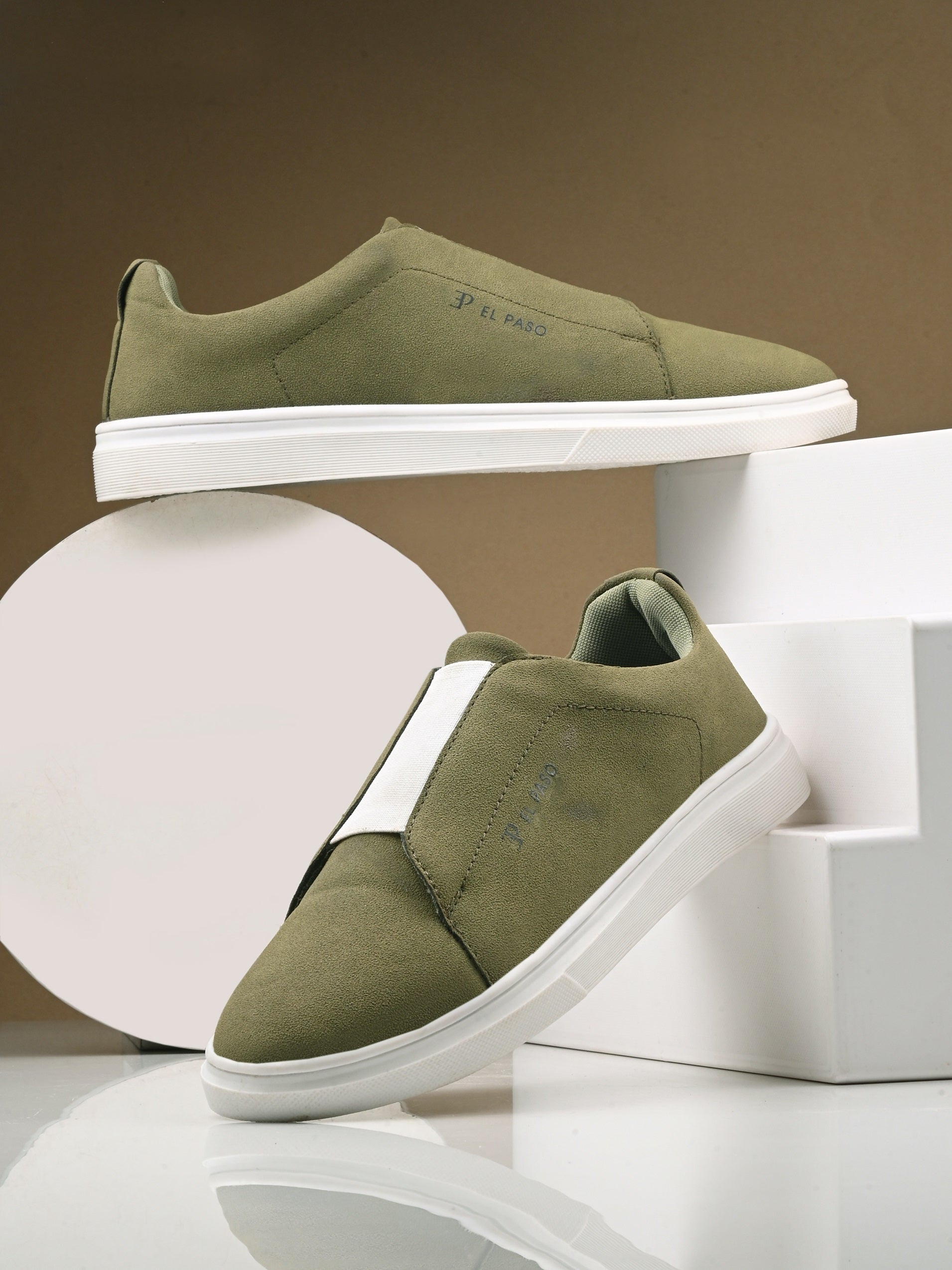 Olive colour Men's casual slip-on sneakers