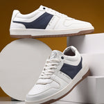 White & Blue Men's casual lace-up sneakers with white laces.