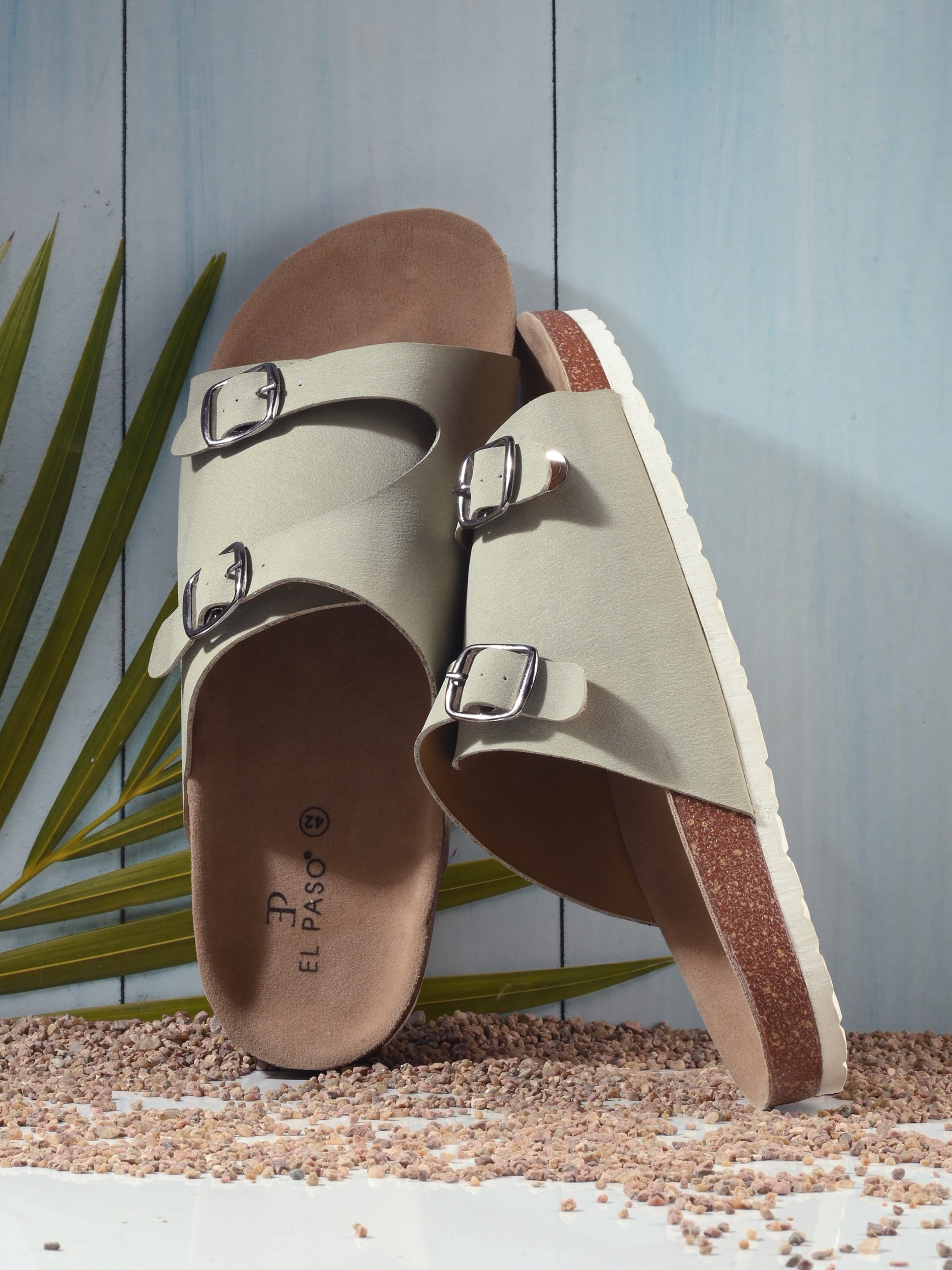 Men's casual sandals with slip-on style and buckle strap