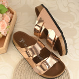 Women's casual flat heel buckle strap sandal