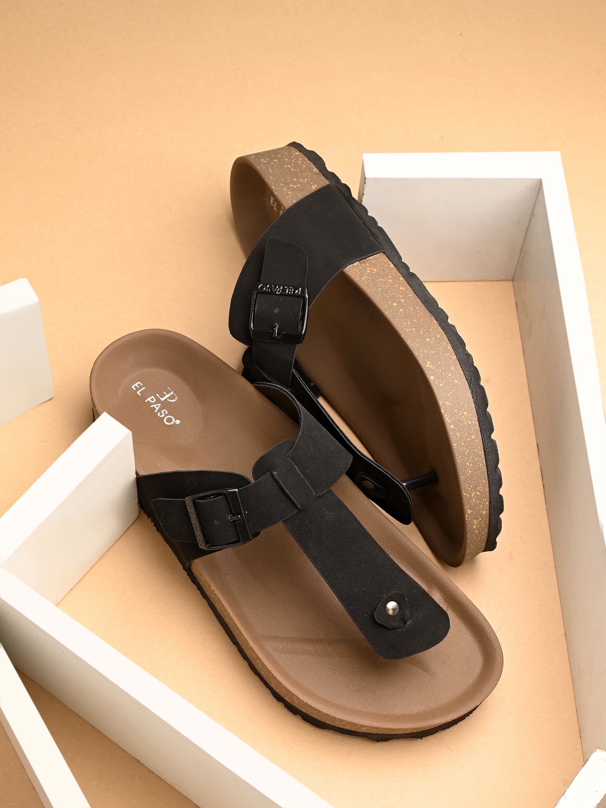 Black Men's casual slip-on closure sandal