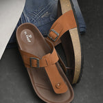 Tan Men's casual slip-on closure sandal