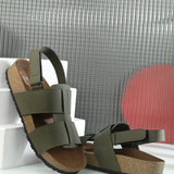 Men's casual  flat heel buckle strap sandal with back strap closure