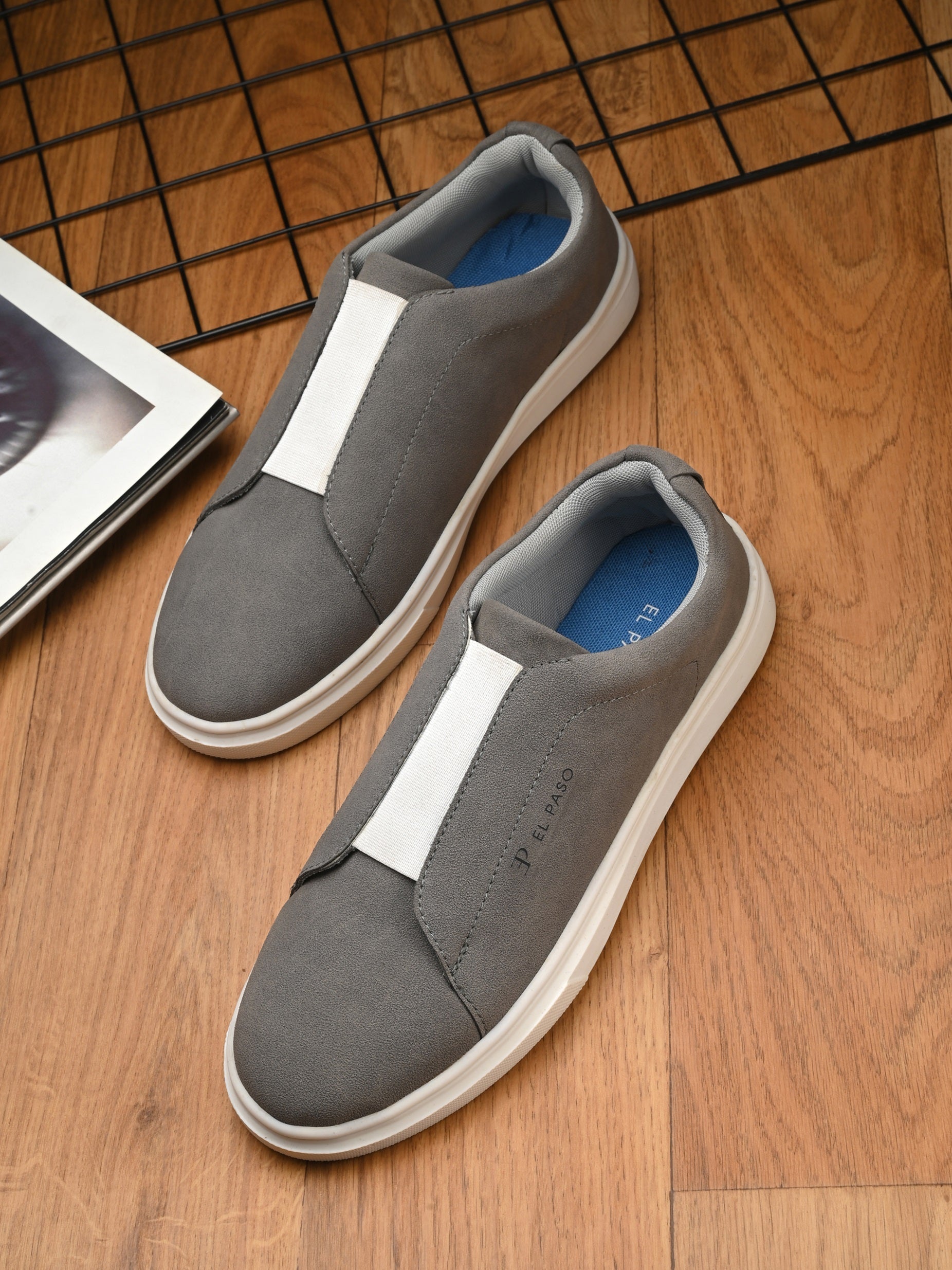 Grey colour Men's casual slip-on sneakers