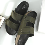 Olive Men's casual flat heel buckle strap sandal 