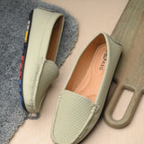 Olive Trendy Textured Slip-On Loafers