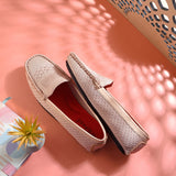 Stylish pink Leather Casual Slip On woven loafer with textured design