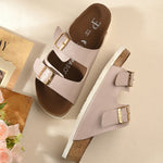 Light Pink Women's casual flat heel buckle strap sandal