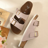 Light Pink Women's casual flat heel buckle strap sandal