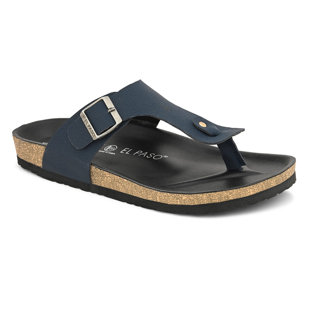 Blue Men's casual flat heel slip-on closure sandal 