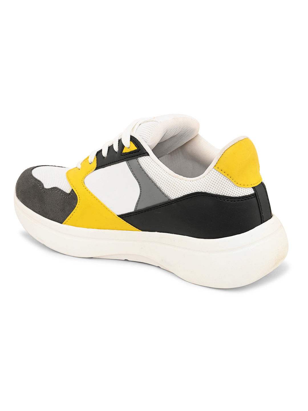 Orange, White & Black colour Men's lace-up casual shoes with white laces.