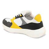 Orange, White & Black colour Men's lace-up casual shoes with white laces.