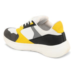 Orange, White & Black colour Men's lace-up casual shoes with white laces.