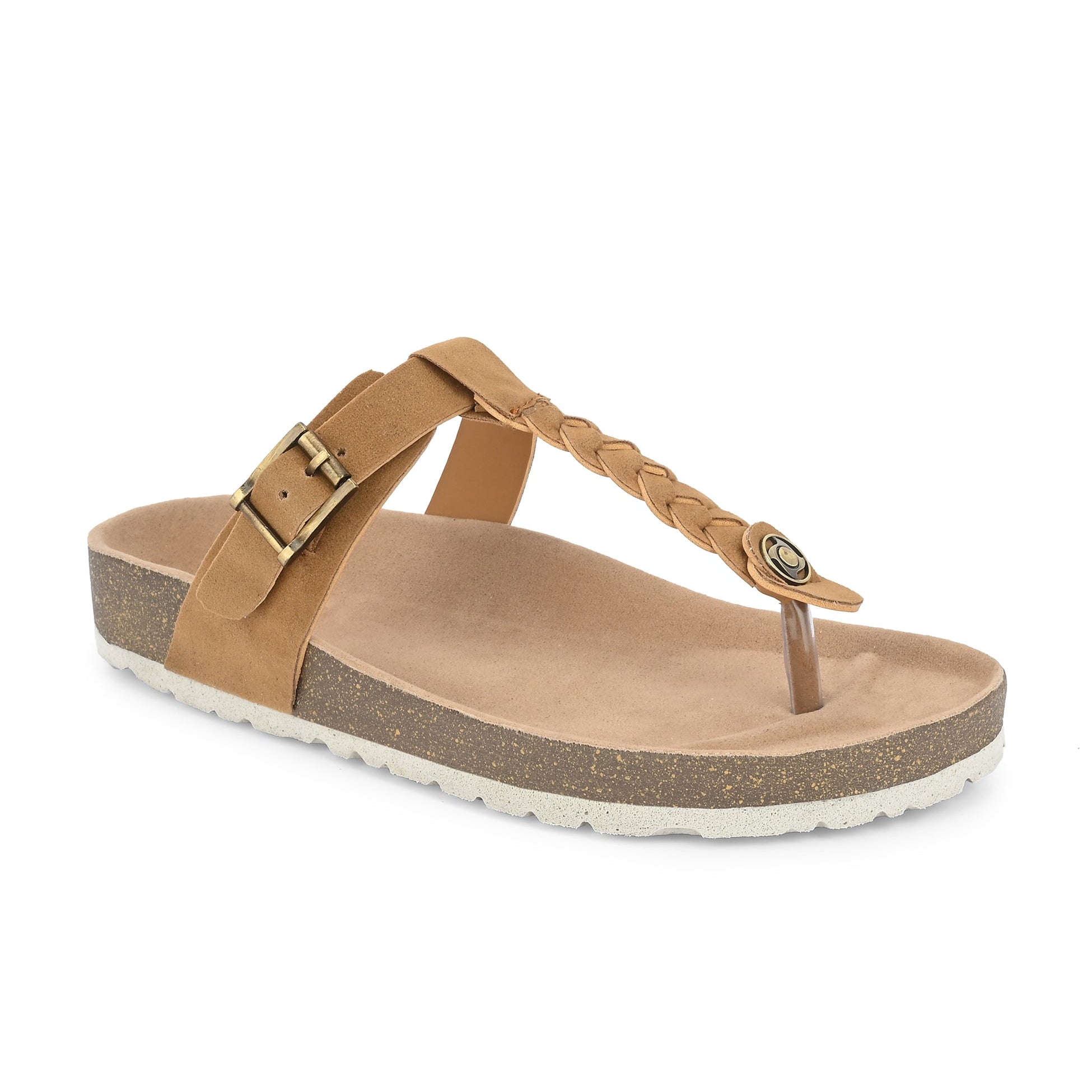 Brown Women's casual flat heel slip-on sandal