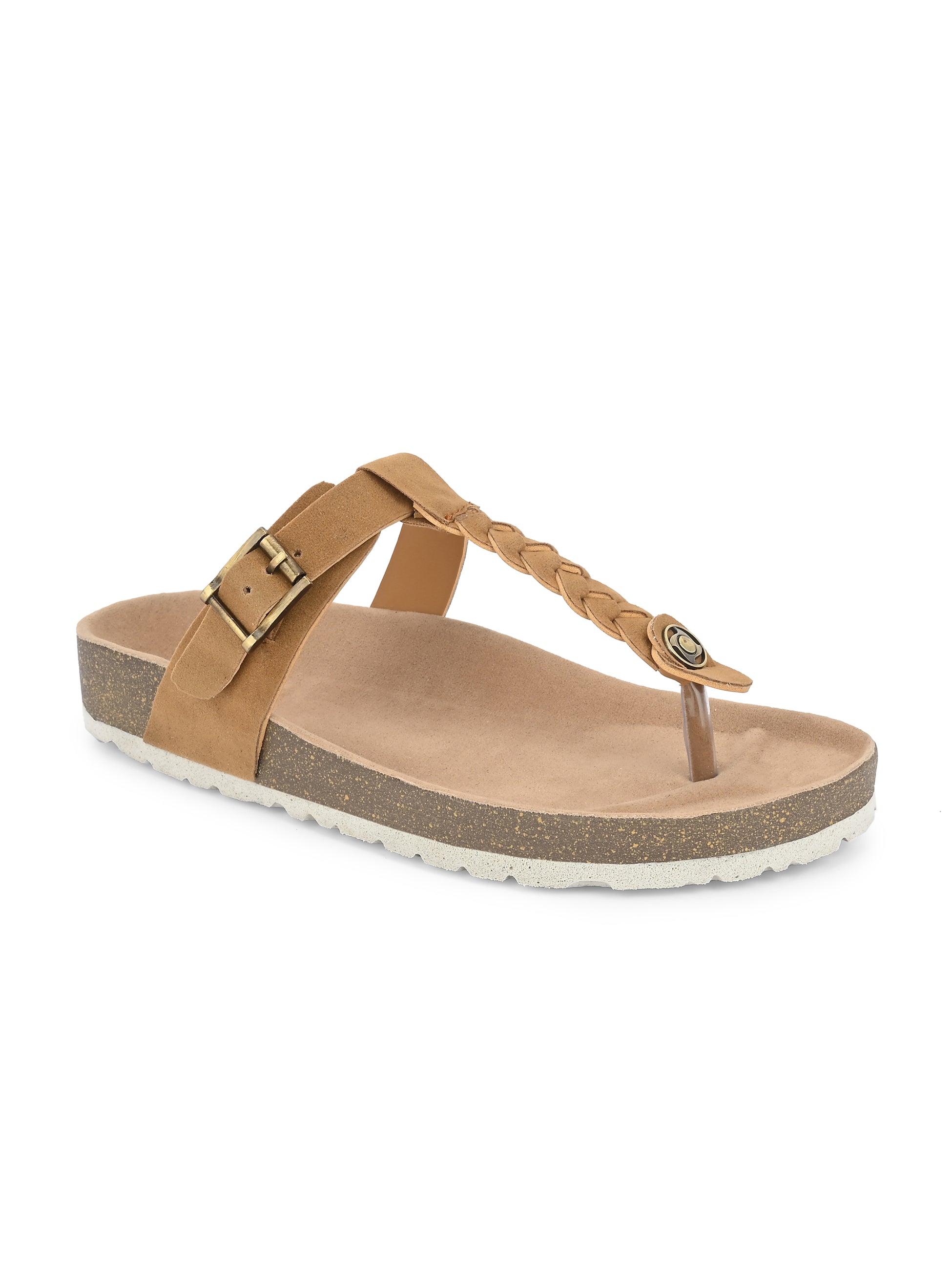 Brown Women's casual flat heel slip-on sandal