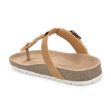 Brown Women's casual flat heel slip-on sandal