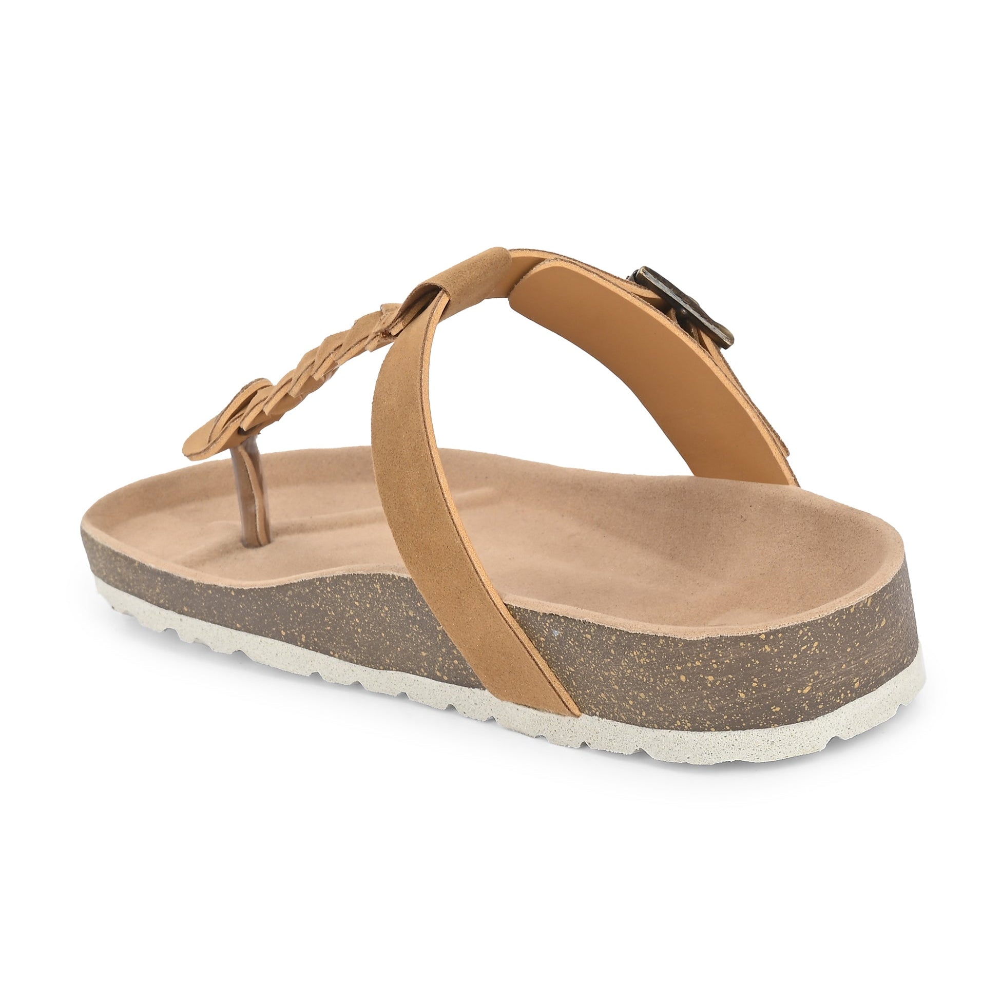 Brown Women's casual flat heel slip-on sandal