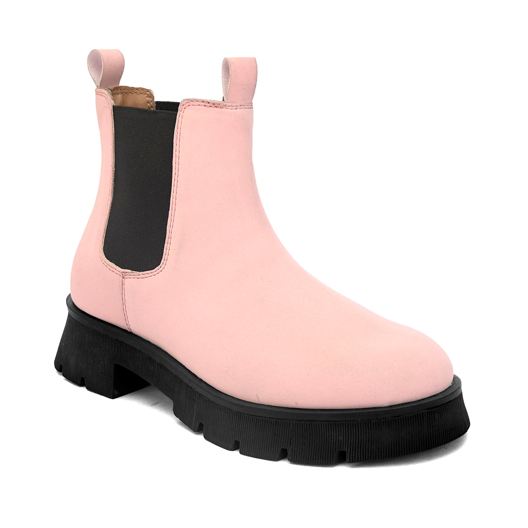 Pink Chelsea Slip-On Boots For Women