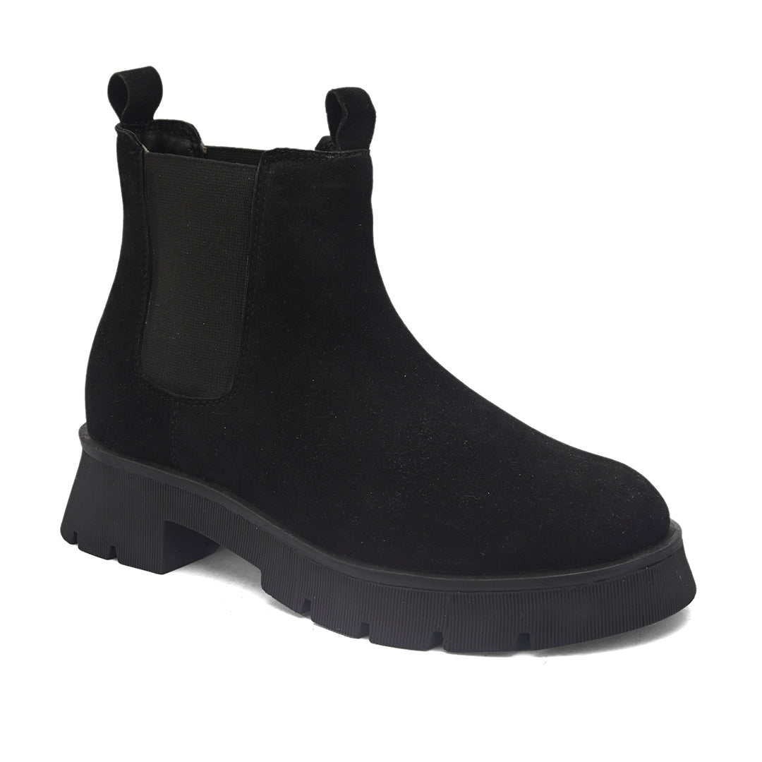 Black Chelsea Slip-On Boots For Women