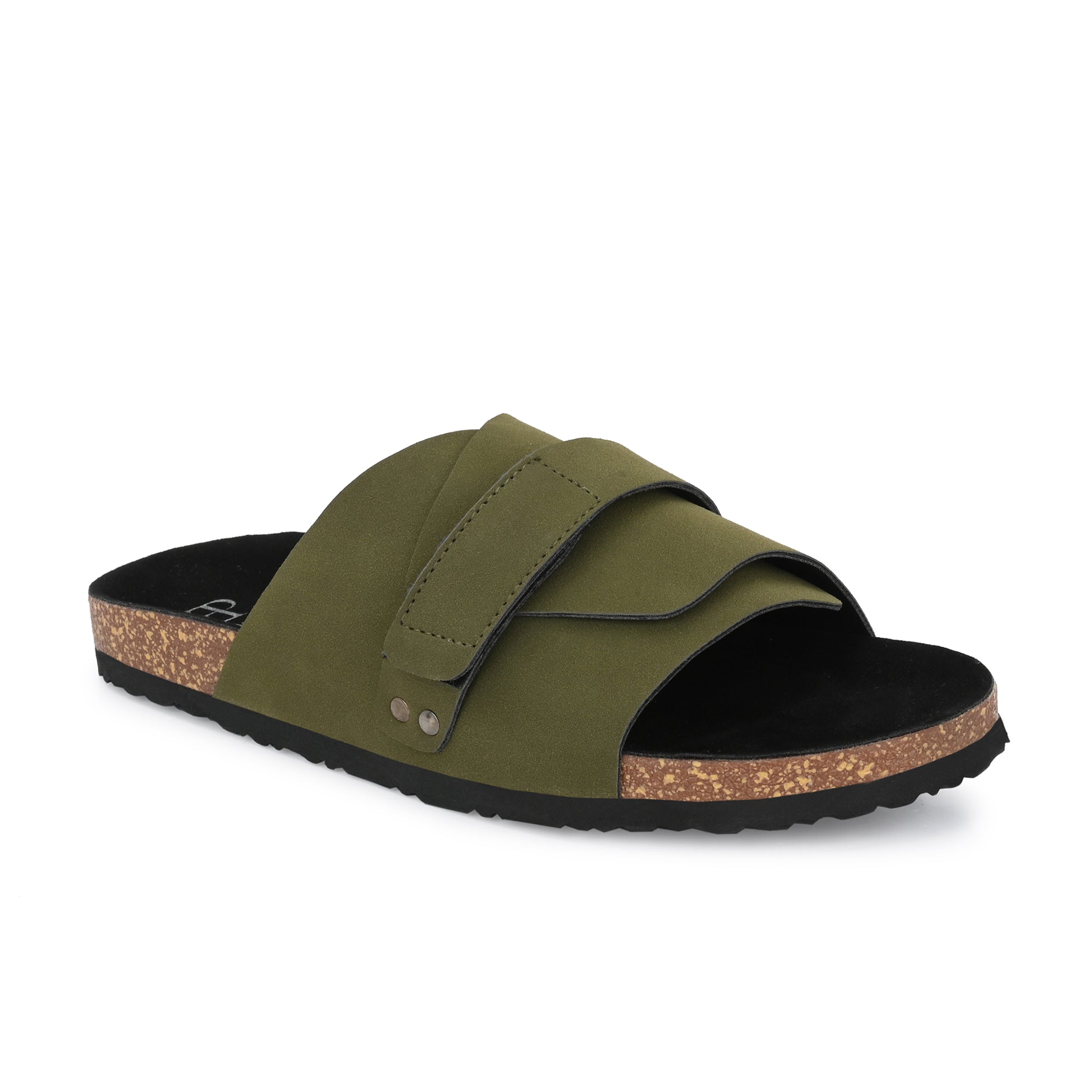 Olive Men's casual slip-on closure flat heel sandal 