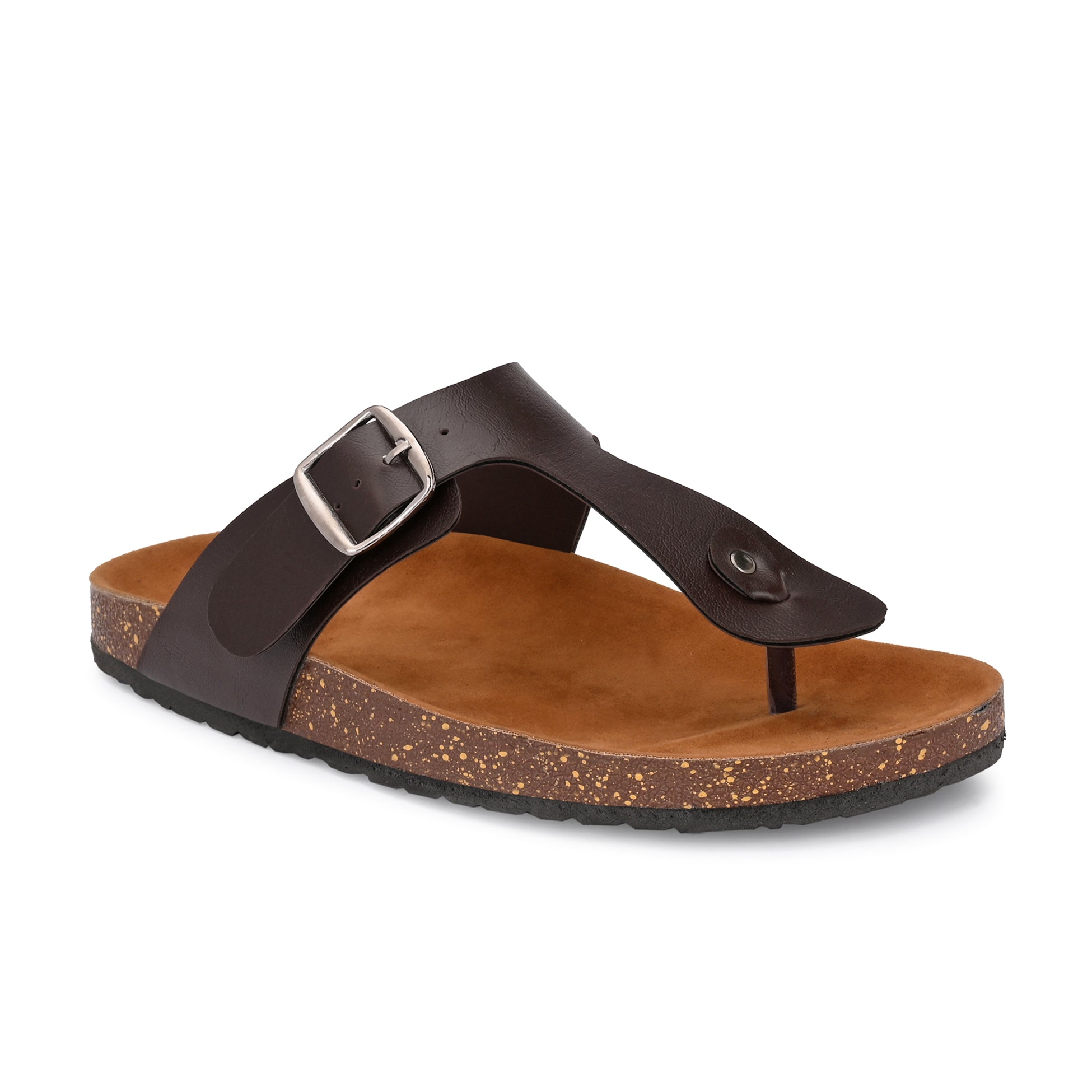 Brown Men's casual slip-on footbed sandal 