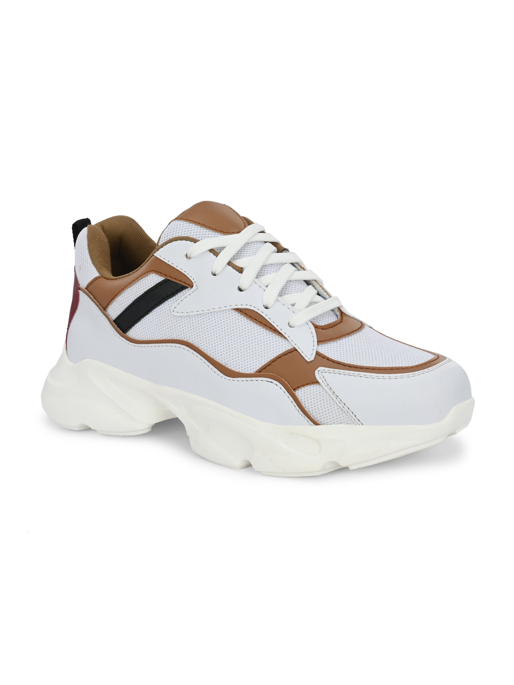 Brown colour Men's lace-up casual shoes with white laces.