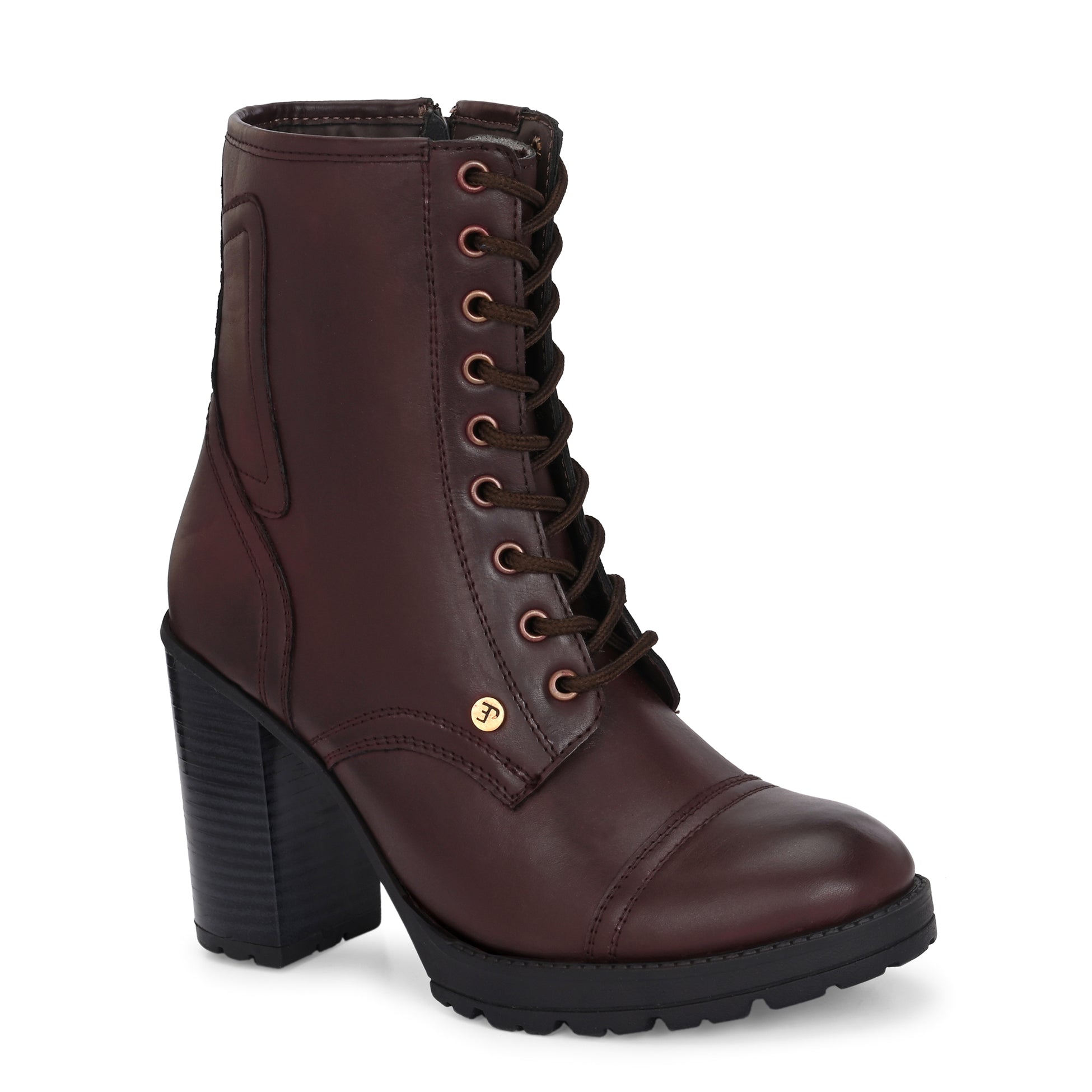 EL PASO Women Faux Leather Casual Lace Up Boots