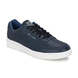 Navy Blue colour Men's casual lace-up sneakers with navy blue laces.