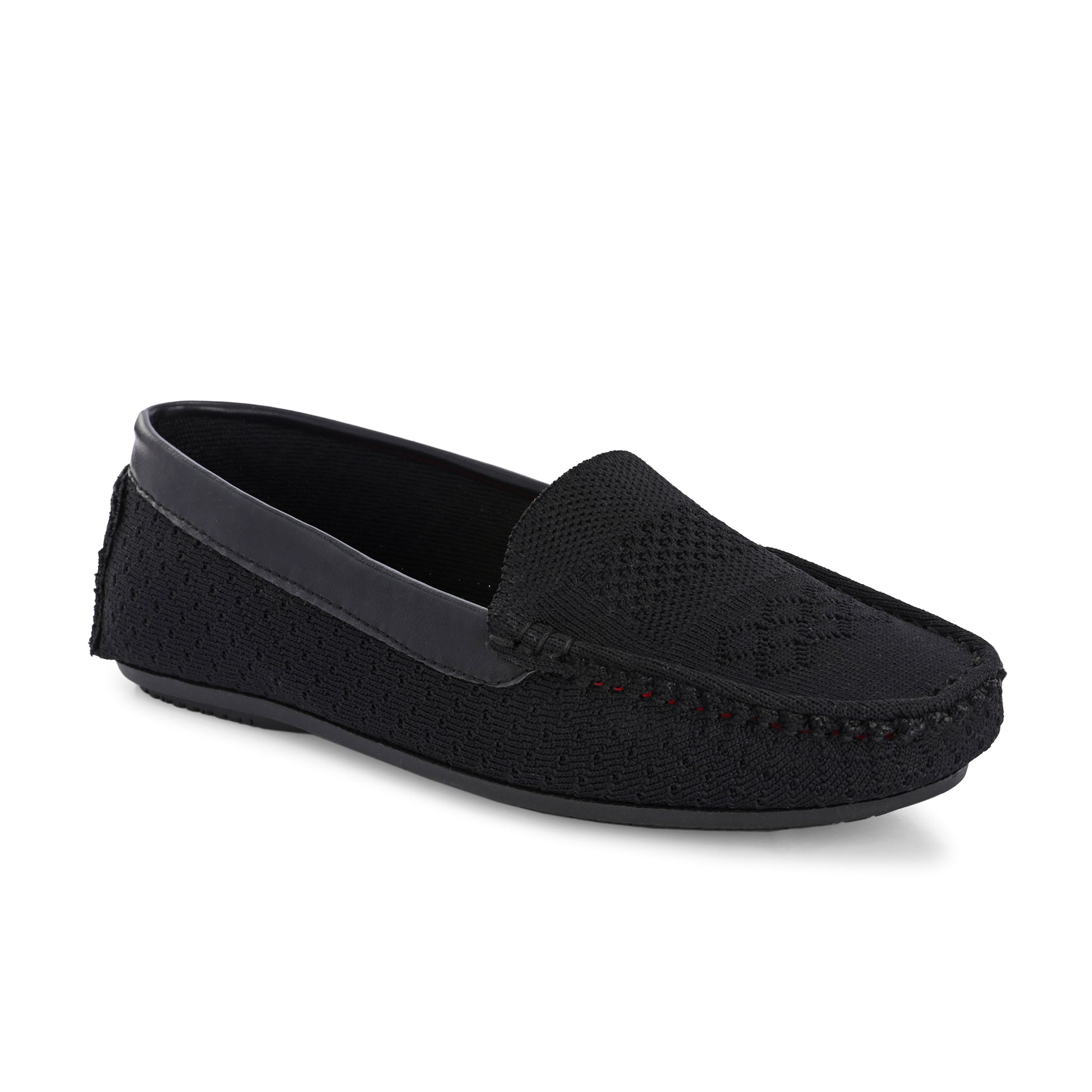 Stylish black woven loafer with textured design